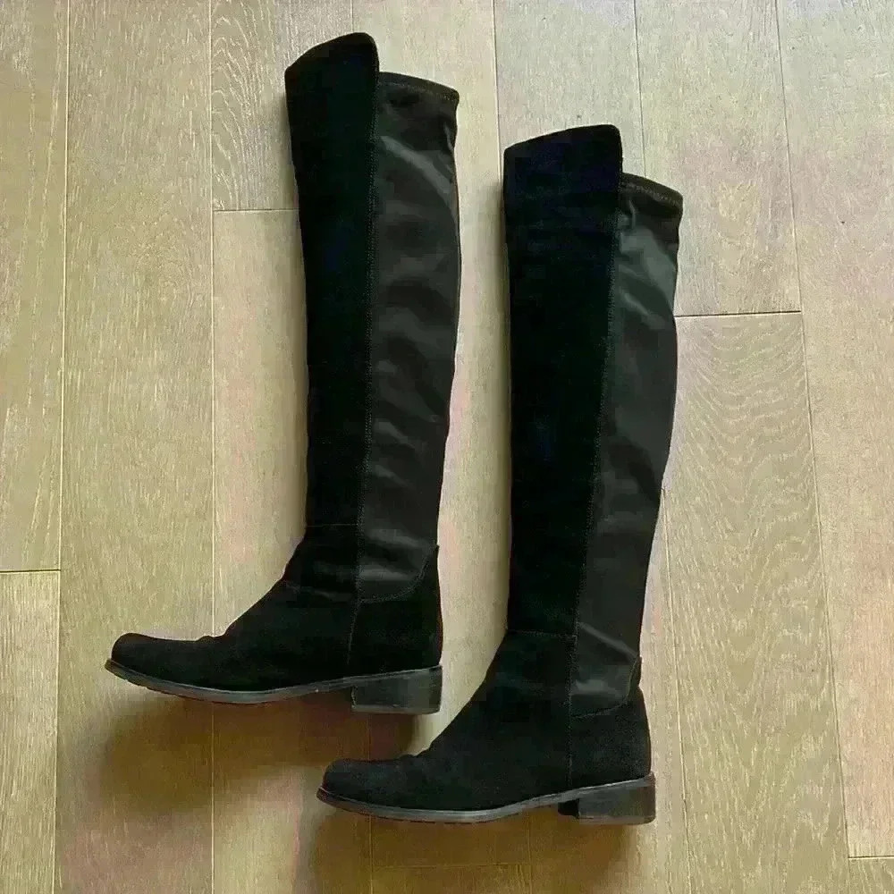 Blonde Velma Waterproof Suede Over-the-Knee Boots - Picture 7 of 12